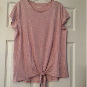 LOFT Linen Tie Front Top Baby Pink NWT